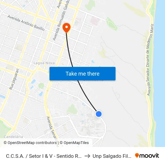 C.C.S.A. / Setor I & V - Sentido R.U. to Unp Salgado Filho map