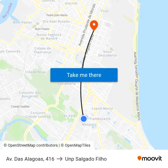 Av. Das Alagoas, 416 to Unp Salgado Filho map