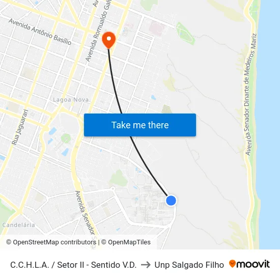 C.C.H.L.A. / Setor II - Sentido V.D. to Unp Salgado Filho map
