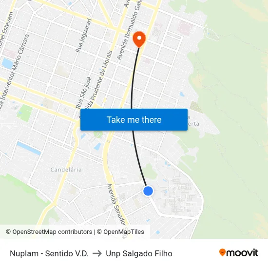 Nuplam - Sent. Mirassol to Unp Salgado Filho map