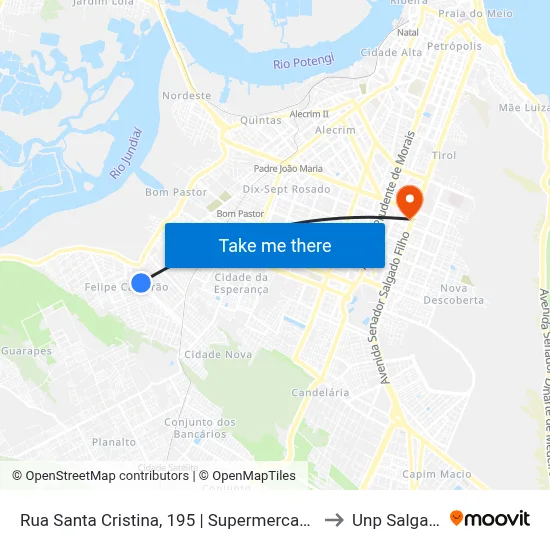 Rua Santa Cristina, 195 | Supermercado Super Show Gomes to Unp Salgado Filho map