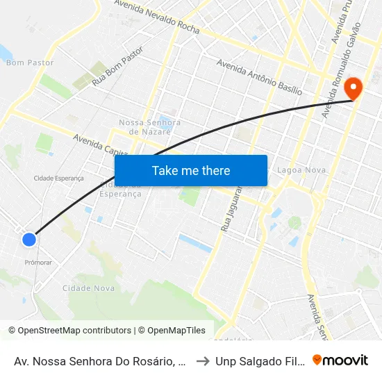 Av. Nossa Senhora Do Rosário, 148 to Unp Salgado Filho map