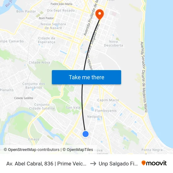 Av. Abel Cabral, 836 | Prime Veículos to Unp Salgado Filho map