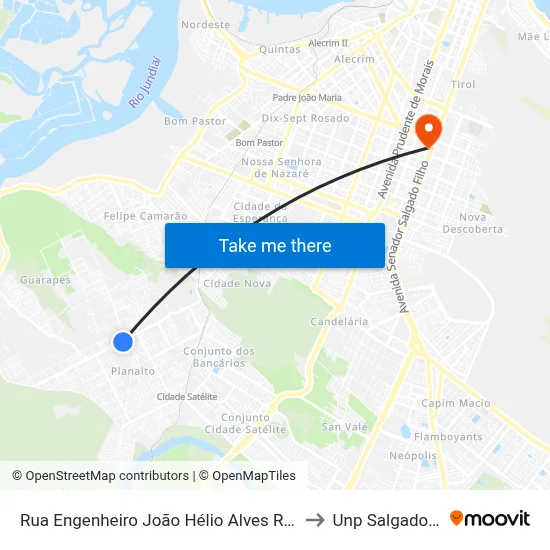 Rua Engenheiro João Hélio Alves Rocha, 1911 to Unp Salgado Filho map