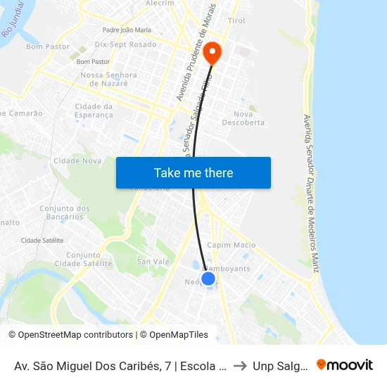 Av. São Miguel Dos Caribés, 7 | Escola Estadual Lourdes Guilherme to Unp Salgado Filho map