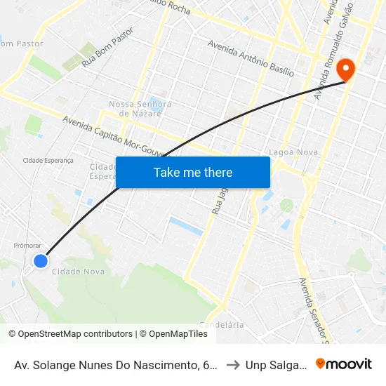 Av. Solange Nunes Do Nascimento, 611 | Mercadinho Real to Unp Salgado Filho map
