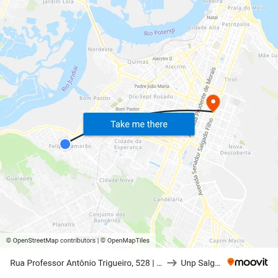 Rua Professor Antônio Trigueiro, 528 | Rede Mais Felipe Camarão to Unp Salgado Filho map