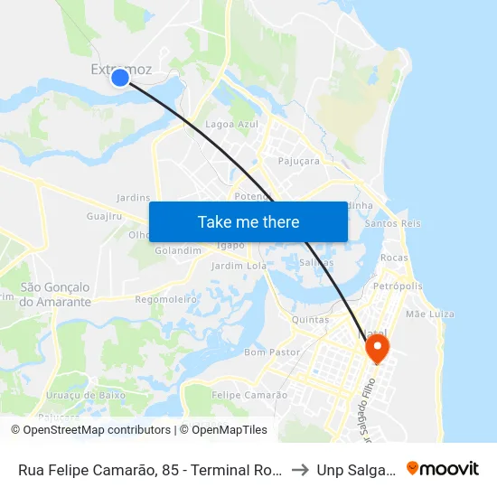 Rua Felipe Camarão, 85 - Terminal Rodoviário De Extremoz to Unp Salgado Filho map