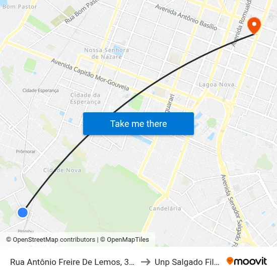 Rua Antônio Freire De Lemos, 374 to Unp Salgado Filho map