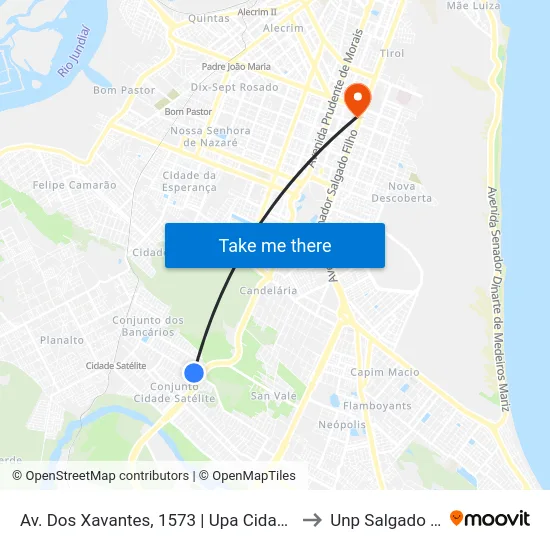 Av. Dos Xavantes, 1573 | Upa Cidade Satélite to Unp Salgado Filho map