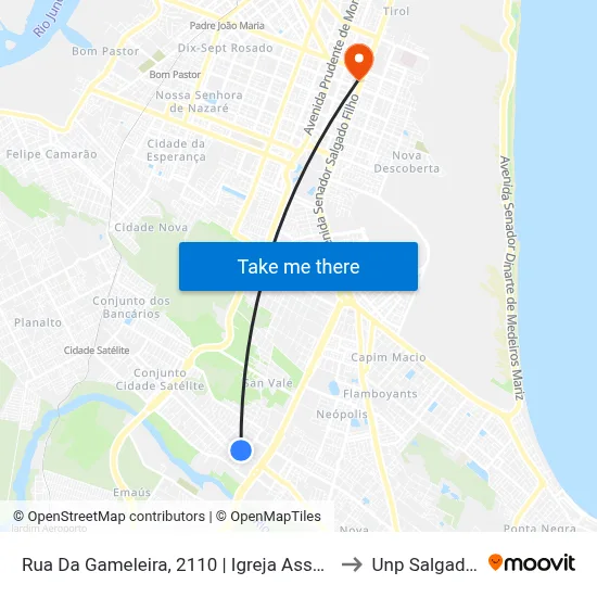 Rua Da Gameleira, 2110 | Igreja Assembleia De Deus to Unp Salgado Filho map
