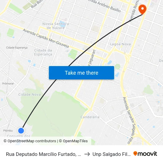 Rua Deputado Marcílio Furtado, 361 to Unp Salgado Filho map