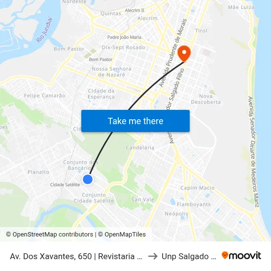 Av. Dos Xavantes, 650 | Revistaria Xavantes to Unp Salgado Filho map