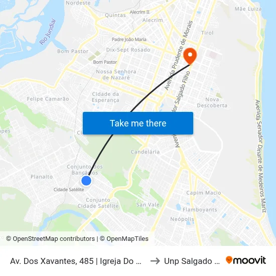 Av. Dos Xavantes, 485 | Igreja Do Nazareno to Unp Salgado Filho map
