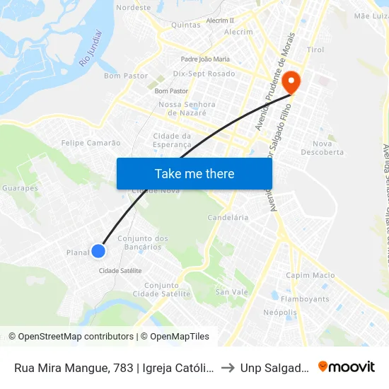Rua Mira Mangue, 783 | Igreja Católica Do Planalto to Unp Salgado Filho map