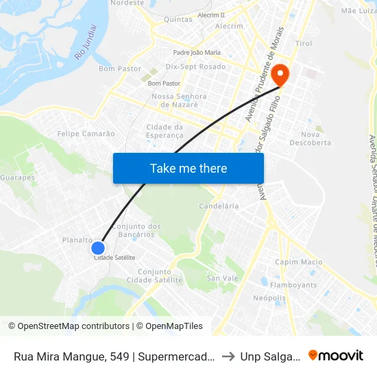 Rua Mira Mangue, 549 | Supermercado Rede Mais Planalto to Unp Salgado Filho map