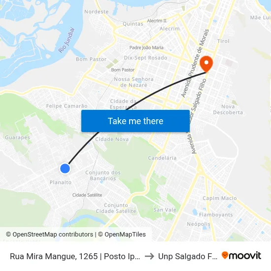 Rua Mira Mangue, 1265 | Posto Ipiranga to Unp Salgado Filho map