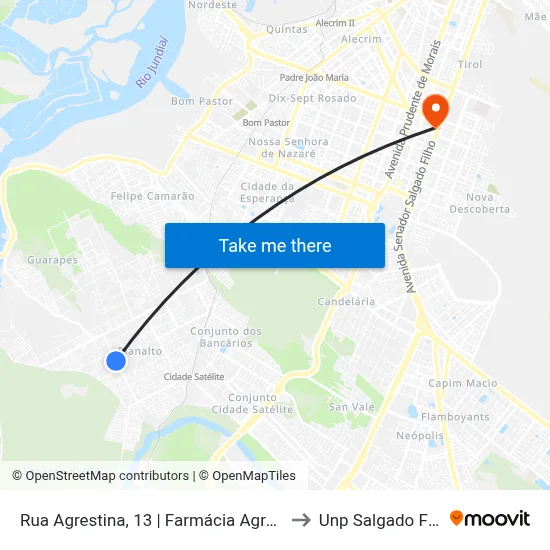 Rua Agrestina, 13 | Farmácia Agrestina to Unp Salgado Filho map