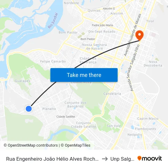 Rua Engenheiro João Hélio Alves Rocha, 699 | Terminal Do Planalto II to Unp Salgado Filho map