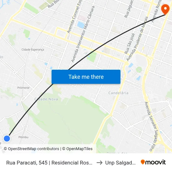 Rua Paracati, 545 | Residencial Rosa Dos Ventos to Unp Salgado Filho map