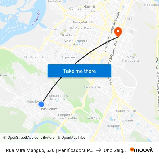 Rua Mira Mangue, 536 | Panificadora Planalto / Redemais Planalto to Unp Salgado Filho map