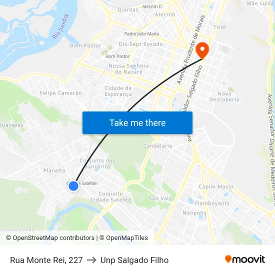 Rua Monte Rei, 227 to Unp Salgado Filho map