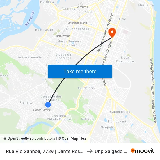 Rua Rio Sanhoá, 7739 | Dam's Restaurante to Unp Salgado Filho map