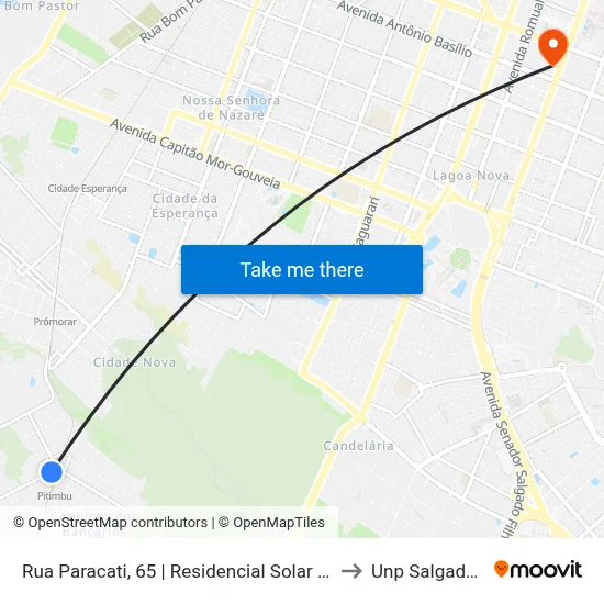 Rua Paracati, 65 | Residencial Solar Das Estações to Unp Salgado Filho map