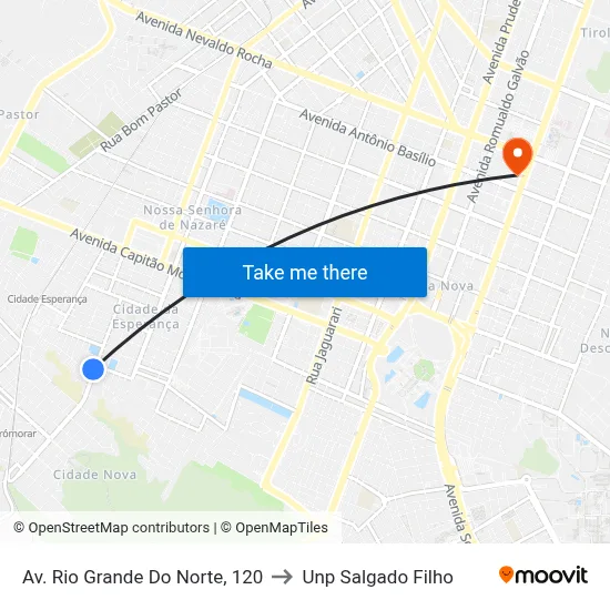 Av. Rio Grande Do Norte, 120 to Unp Salgado Filho map