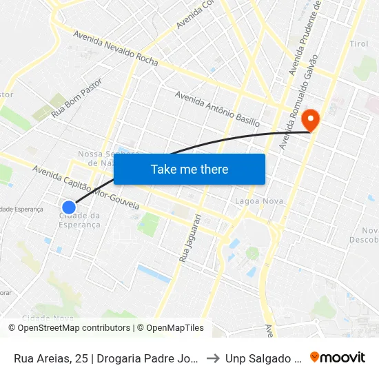Rua Areias, 25 | Drogaria Padre João Maria to Unp Salgado Filho map