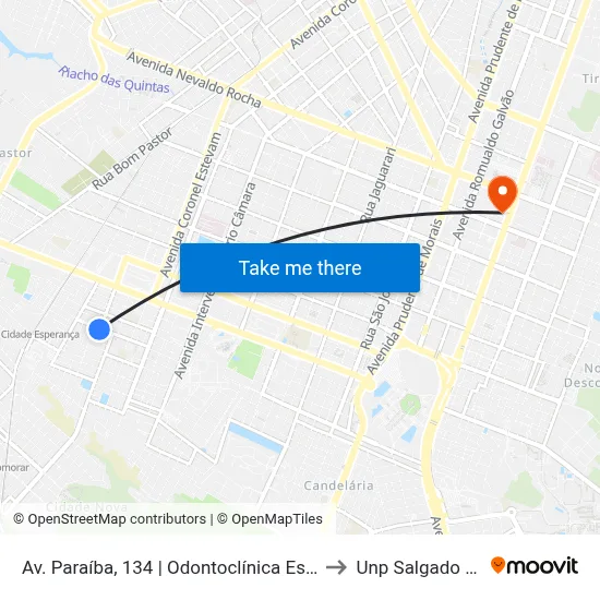 Av. Paraíba, 134 | Odontoclínica Esperança to Unp Salgado Filho map