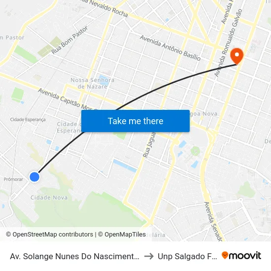 Av. Solange Nunes Do Nascimento, 363 to Unp Salgado Filho map