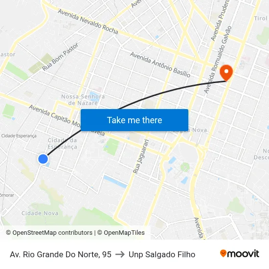 Av. Rio Grande Do Norte, 95 to Unp Salgado Filho map