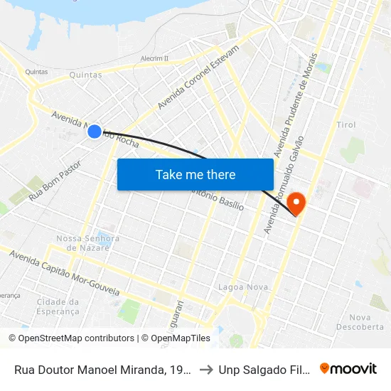 Rua Doutor Manoel Miranda, 1958 to Unp Salgado Filho map