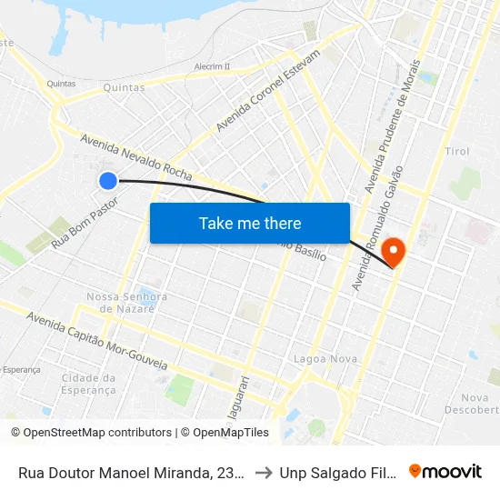 Rua Doutor Manoel Miranda, 2322 to Unp Salgado Filho map