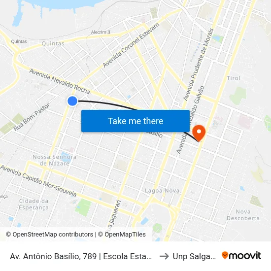 Av. Antônio Basílio, 789 | Escola Estadual Prof. Luís Soares to Unp Salgado Filho map