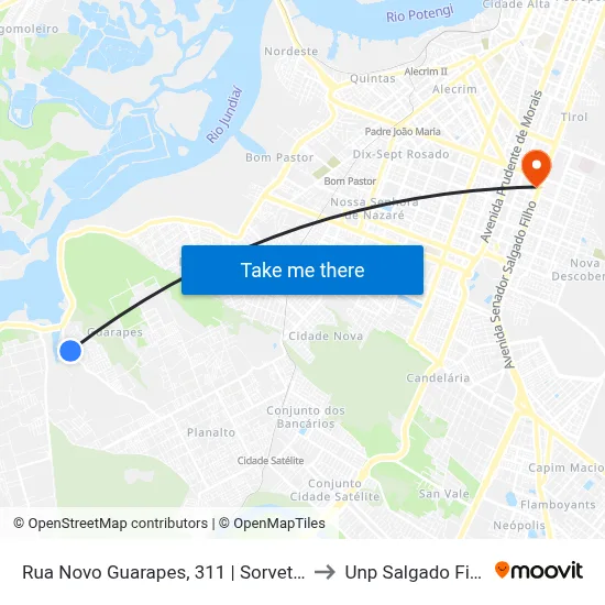 Rua Novo Guarapes, 311 | Sorveteria to Unp Salgado Filho map