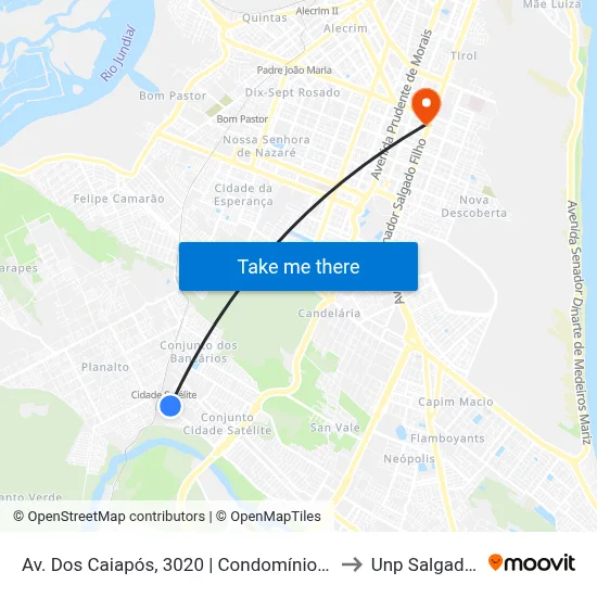 Av. Dos Caiapós, 3020 | Condomínio Villaggio Verità to Unp Salgado Filho map