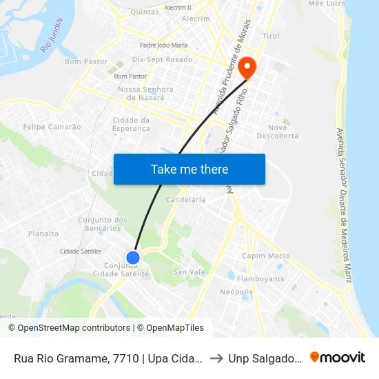 Rua Rio Gramame, 7710 | Upa Cidade Satélite to Unp Salgado Filho map