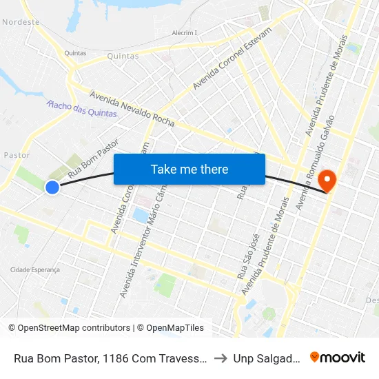 Rua Bom Pastor, 1186 Com Travessa Lima E Silva to Unp Salgado Filho map