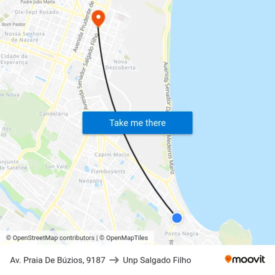 Av. Praia De Búzios, 9187 to Unp Salgado Filho map