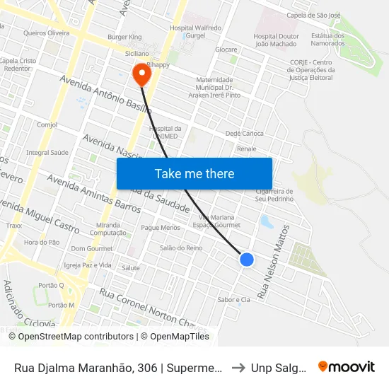 Rua Djalma Maranhão, 306 | Supermercado Rede Mais Veneza to Unp Salgado Filho map