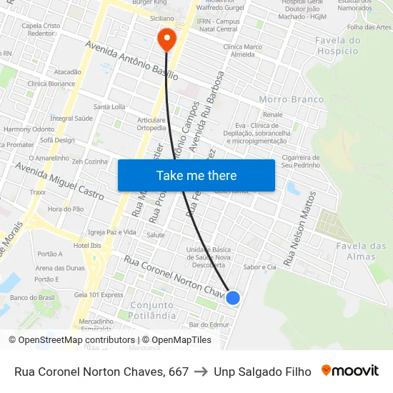 Rua  Coronel Norton Chaves, 667 to Unp Salgado Filho map