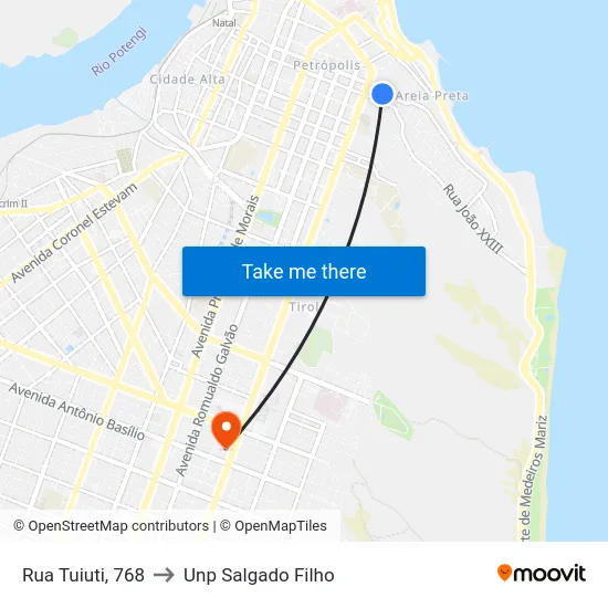 Rua  Tuiuti, 768 to Unp Salgado Filho map
