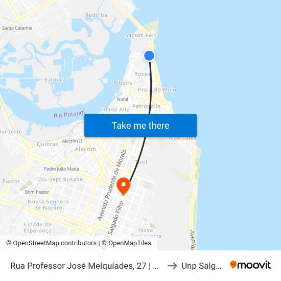 Rua Professor José Melquíades, 27 | Santos Reis / Ponte Nova to Unp Salgado Filho map