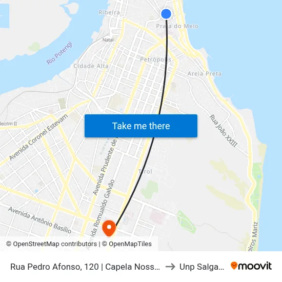 Rua Pedro Afonso, 120 | Capela Nossa Senhora De Fátima to Unp Salgado Filho map