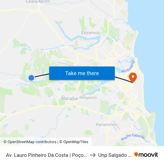 Av. Lauro Pinheiro Da Costa | Poço De Pedra to Unp Salgado Filho map