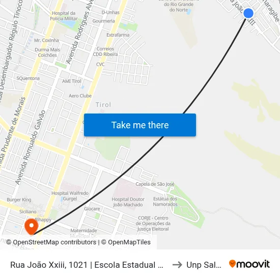 Rua João Xxiii, 1021 | Escola Estadual Professor Severino Bezerra De Melo to Unp Salgado Filho map