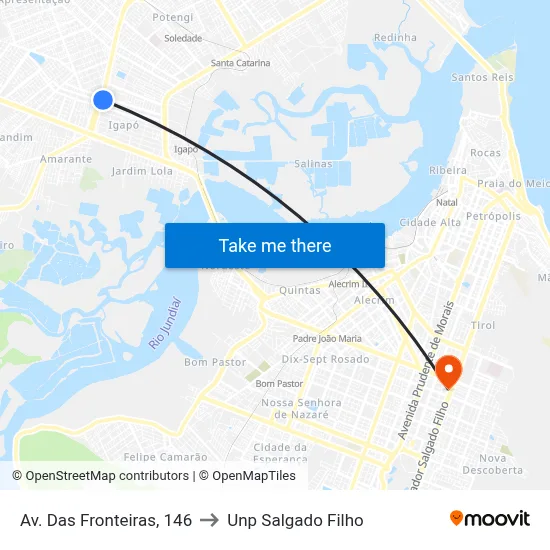 Av. Das Fronteiras, 146 to Unp Salgado Filho map