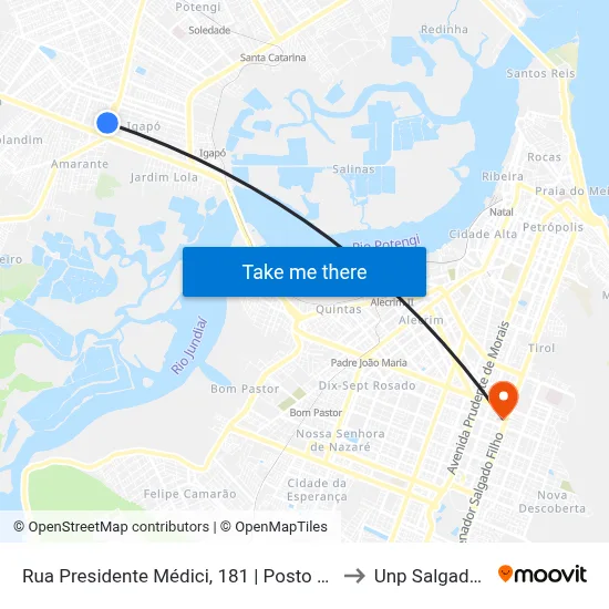 Rua Presidente Médici, 181 | Posto Ale Fronteiras to Unp Salgado Filho map